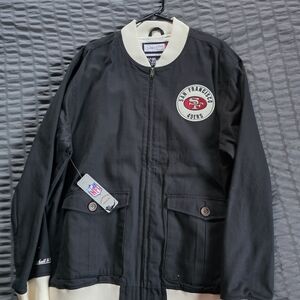 Mitchell & Ness Black and White San Francisco 49ers Bomber Jacket